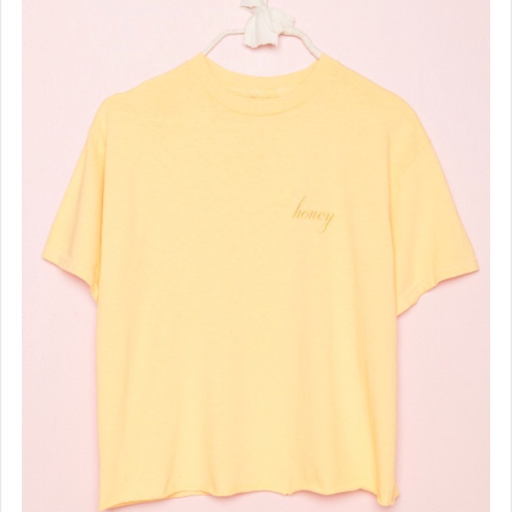 Brandy Melville yellow crew neck t shirt